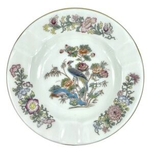 Vintage WEDGWOOD Kutani Crane Bone China Ashtray Trinket 4.5" England Gold Trim